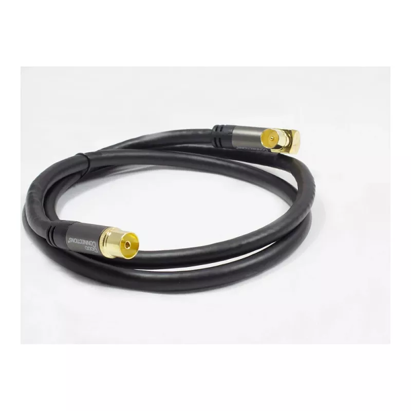 Good Connections SmartFLEX SAT antennikaabel, IEC/Coax nurkpistik pistikupessa, kullatud, neljakordselt varjestatud, 120 dB, must, 1,5 m (GC-M2072)
