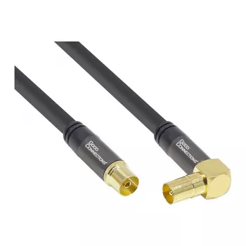 Good Connections SmartFLEX SAT antennikaabel, IEC/Coax nurkpistik pistikupessa, kullatud, neljakordselt varjestatud, 120 dB, must, 1,5 m (GC-M2072)
