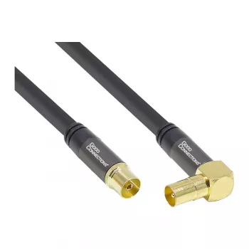 Good Connections SAT antennikaabel SmartFLEX, IEC/Coax isane nurga all emasele, kullatud, neljakordselt varjestatud, 120 dB, must, 2 m