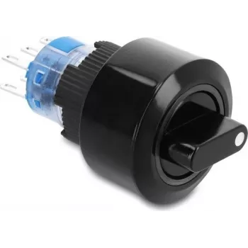 Delock Rotary Switch for Installation 22 mm Latching 6x Solder Connection IP65 Black 20991