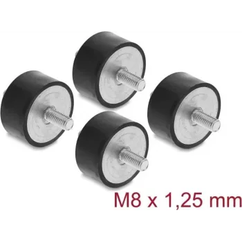 Delock Vibration Damper M8 x 1.25 mm D 40 x H 20 mm with 2 x Male Threads 4 Pieces Black (60817)