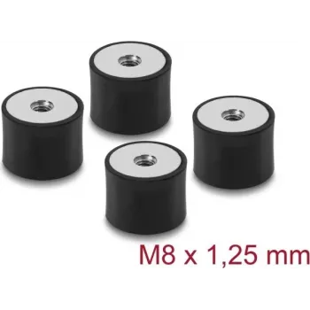 Delock Vibratsioonisummuti M8 x 1,25 mm D 40 x K 30 mm kahe sisekeermega, 4 tk, must