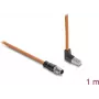 Delock M12 to RJ45 kaabel X-koodiga 8-pin isane sirge isasele ülesnurga all S/FTP varjestatud Cat.6A 1 m oranž