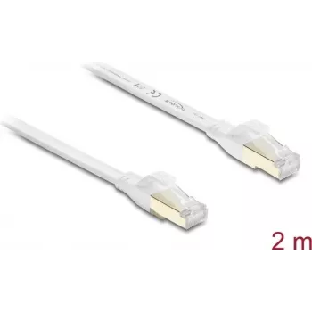 Delock RJ45 Flat Patch Cable Cat.8.1 U/FTP kuni 40 Gbps 2 m Valge (81026)