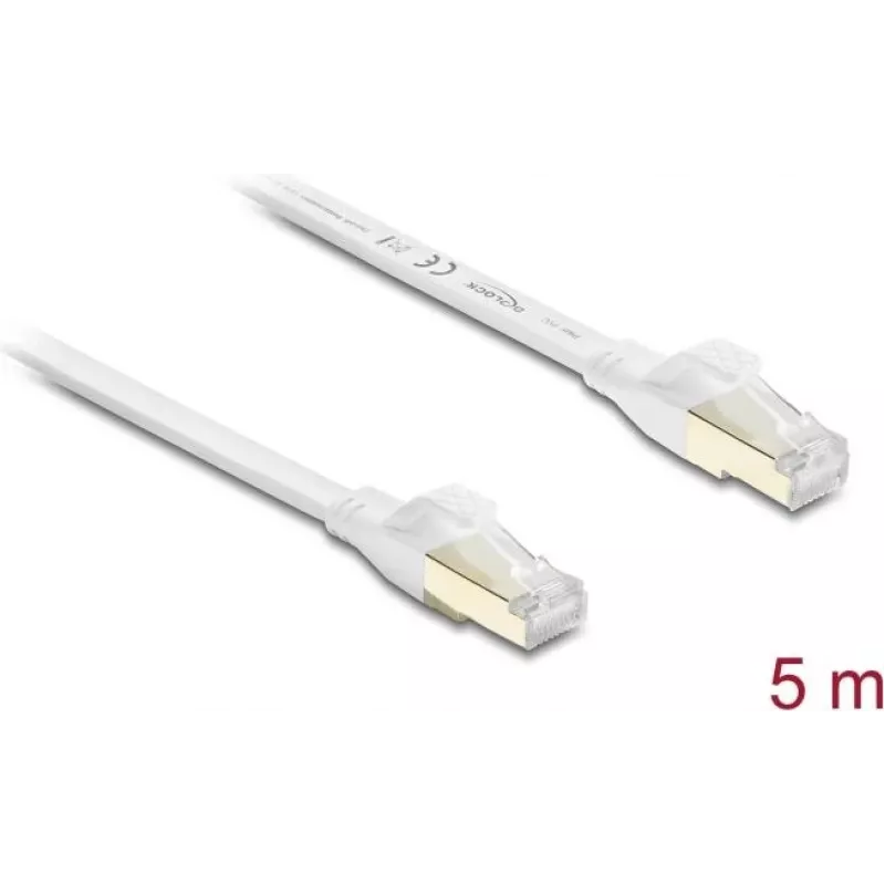 Delock RJ45 Flat Patch Cable Cat.8.1 U/FTP up to 40 Gbps 5 m White (81028)