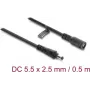 Delock DC pikenduskaabel 5,5 x 2,5 mm isane-emane bajonettlukustusega 18 AWG, 0,5 m must (67391)