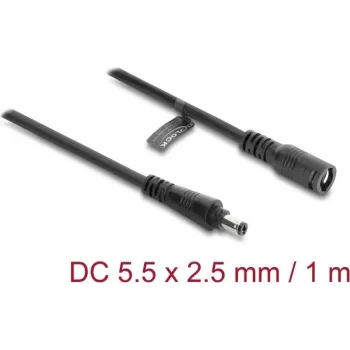 Delock DC pikenduskaabel 5.5 x 2.5 mm isane-emane bajonettlukuga 18 AWG, 1 m must (67392)