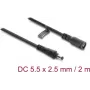 Delock DC pikenduskaabel 5,5 x 2,5 mm pistik-pesa bajonettlukuga 18 AWG, 2 m must (67393)