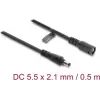 Delock DC Power Extension Cable 5.5 x 2.1 mm Plug to Jack with Bayonet Lock 18 AWG, 0.5 m Black (67388)