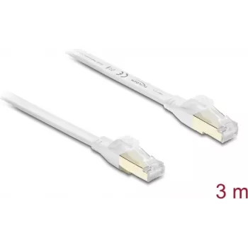 Delock RJ45 Flat Patch Cable Cat.8.1 U/FTP kuni 40 Gbps 3 m Valge (81027)