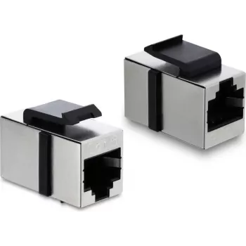 Delock Keystone Module Coupler RJ45 Female to RJ45 Female Cat.6 Shielded Metal Silver / Black (90837)