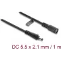 Delock DC pikenduskaabel 5,5 x 2,1 mm pistik pistikupessa bajonettlukuga 18 AWG, 1 m must (67389)