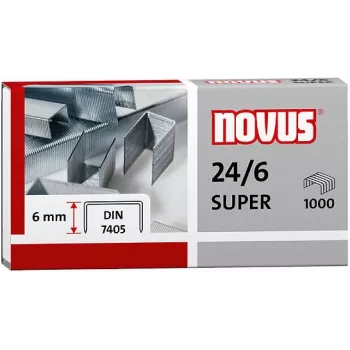 NOVUS 040-0026 Klambrid 24/6 DIN Super, 1000 tk, tsingitud teras