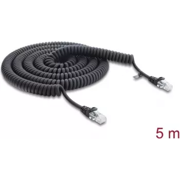 Delock RJ45 Spiraalkaabel Cat.5e 5 m Must (88019)
