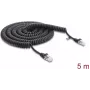 Delock RJ45 Spiraalkaabel Cat.5e 5 m Must (88019)