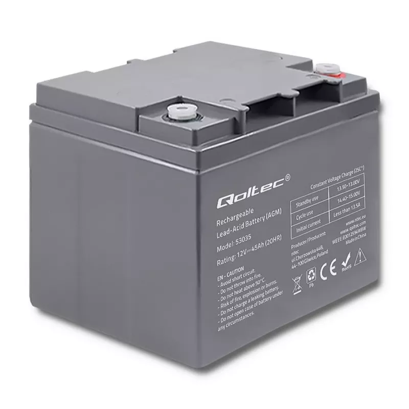 Qoltec 53035 AGM Battery 12V 45Ah 540A