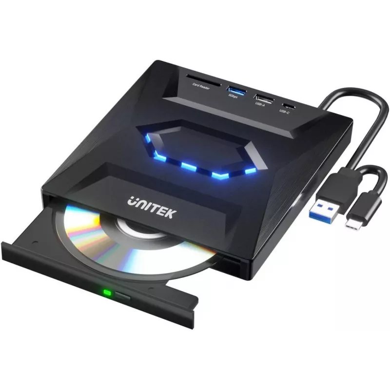 Unitek External DVD/CD Writer, USB 5Gbps Hub, SD Card Reader T1037A01
