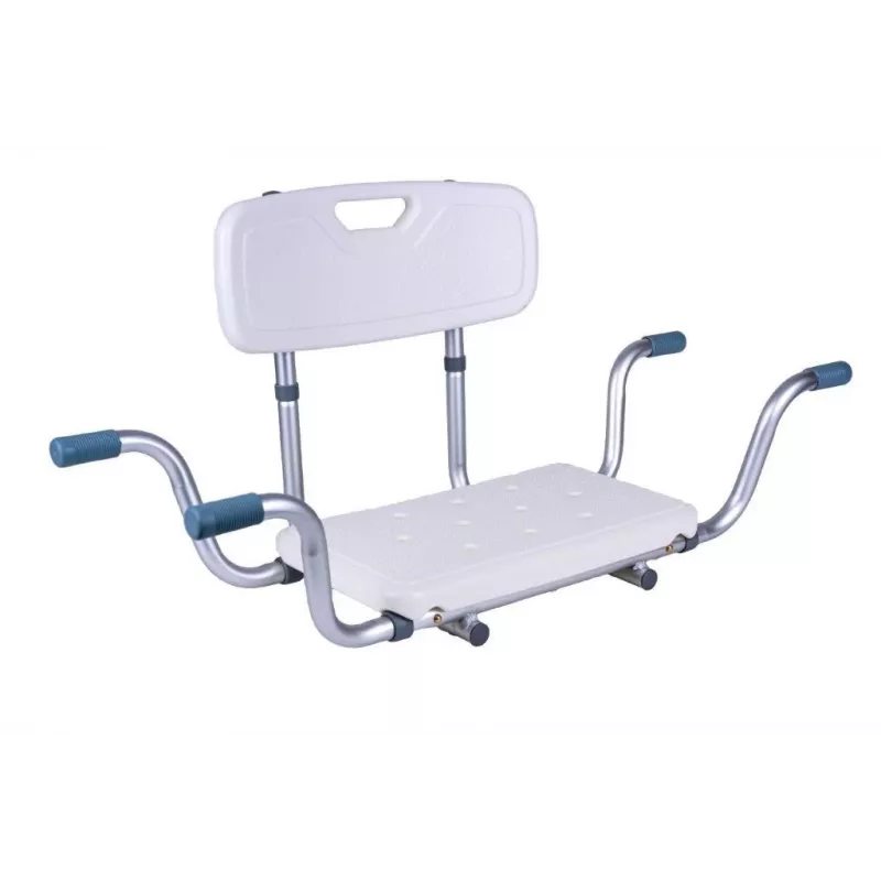 ANTAR Recessed Bath Bench with Back Rest AT51032 - Wall-Mounted Foldable Shower Seat, White & Silver, 120 kg Capacity