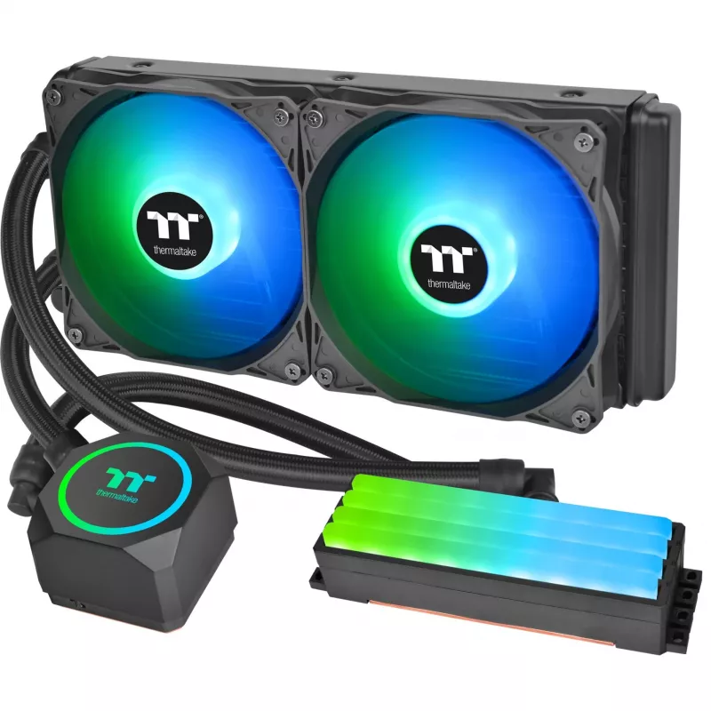 Thermaltake Floe RC 240 All-in-One vedelikjahuti protsessorile, integreeritud RAM-veeblokk, 240mm radiaator, 2x 120mm ARGB PWM ventilaatorit, Intel/AMD