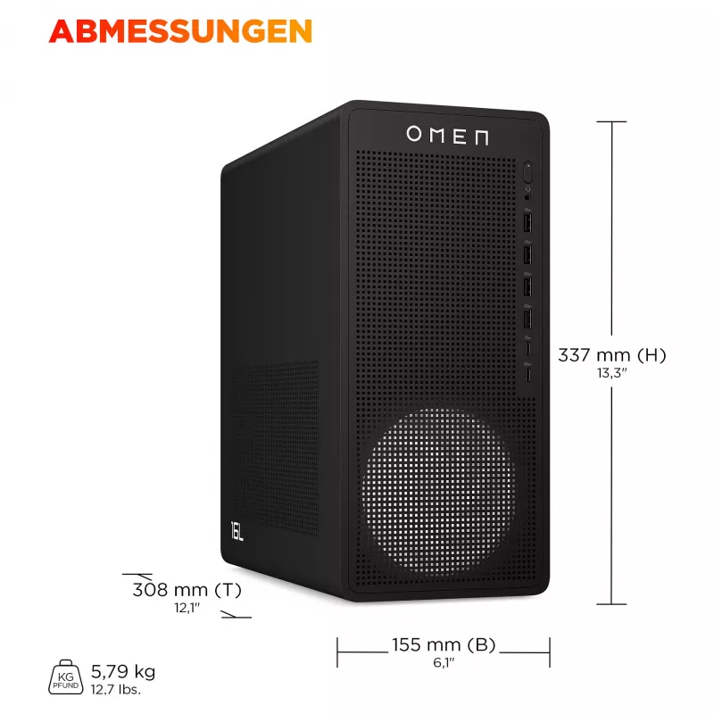 HP OMEN 16L Desktop TG03-0177ng, must metall, Ryzen 7 8700F, 32GB RAM, 1TB SSD, GeForce RTX 5060 Ti