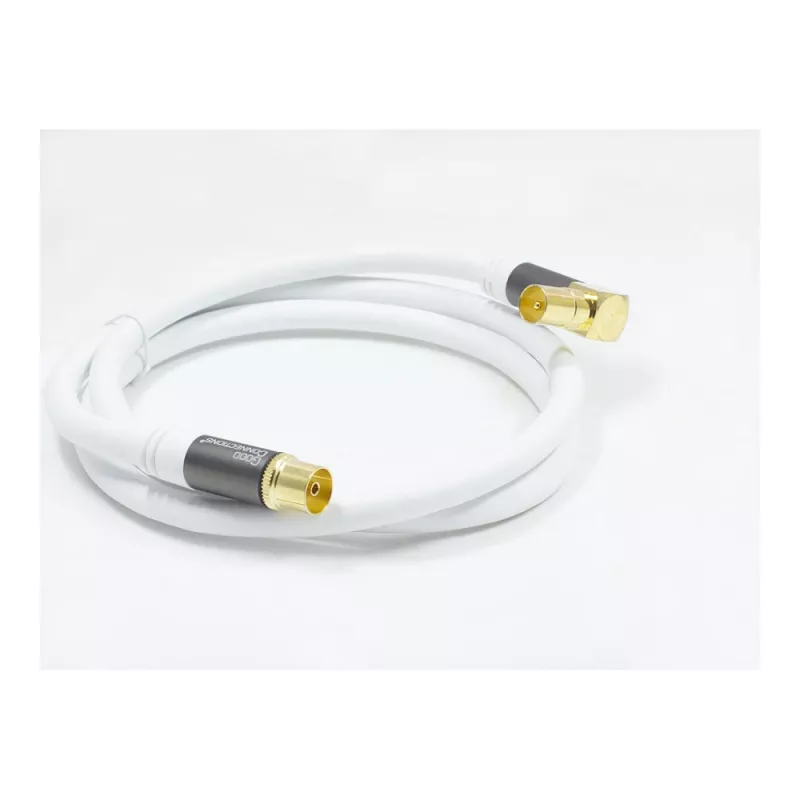 Good Connections SmartFLEX SAT antennikaabel, IEC/Coax nurk-isa emasele, kullatud, neljakordselt varjestatud, 120 dB, valge, 2 m (GC-M2063)