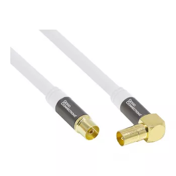 Good Connections SmartFLEX SAT antennikaabel, IEC/Coax nurk-isa emasele, kullatud, neljakordselt varjestatud, 120 dB, valge, 2 m (GC-M2063)