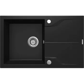 DEANTE 1-Bowl Granite Sink with Drainer Black Nero Mat