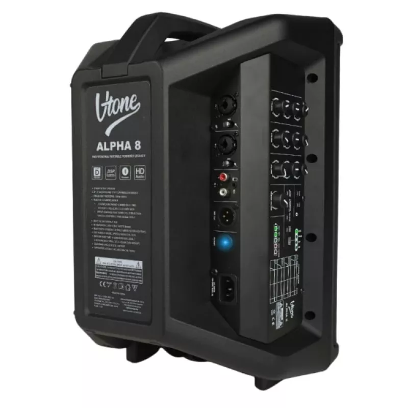 V-TONE ALPHA 8 Aktiivne Akutoitel Kolonnsüsteem Sisseehitatud Mikseriga, 300W RMS, 8-tolline Bassikõlar, Bluetooth, USB/SD, Kaja