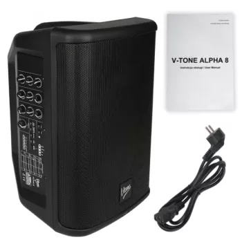 V-TONE ALPHA 8 Aktiivne Akutoitel Kolonnsüsteem Sisseehitatud Mikseriga, 300W RMS, 8-tolline Bassikõlar, Bluetooth, USB/SD, Kaja