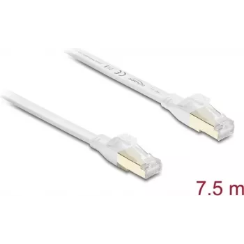 Delock RJ45 Flat Patch Cable Cat.8.1 U/FTP kuni 40 Gbps 7.5 m Valge (81029)