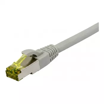 Synergy21 Patch Cable RJ45, CAT6A 500MHz, 10m, Grey, S/FTP, Slimline Round d=4,5mm, TPE/LSZH (Superflex), AWG28, with CAT7 Raw Connectors, Rotatable Connector