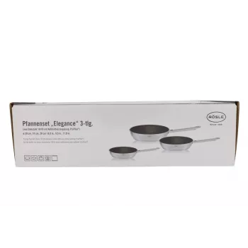 Rosle Elegance Praepannide Komplekt 3-osaline (20/24/28 cm) Roostevaba Teras 18/10 ProPlex Mittekleepuva Kattega, Induktsioonile Sobiv