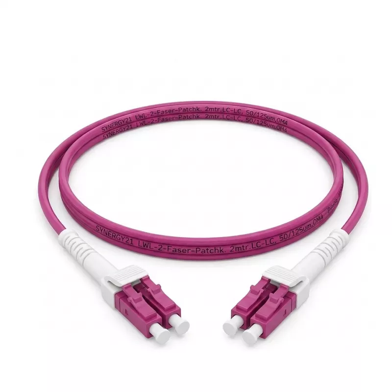 Synergy21 Fiber Optic Patch Cable 2m LC-LC Duplex OM4 Uniboot Rotatable Push/Pull 2mm