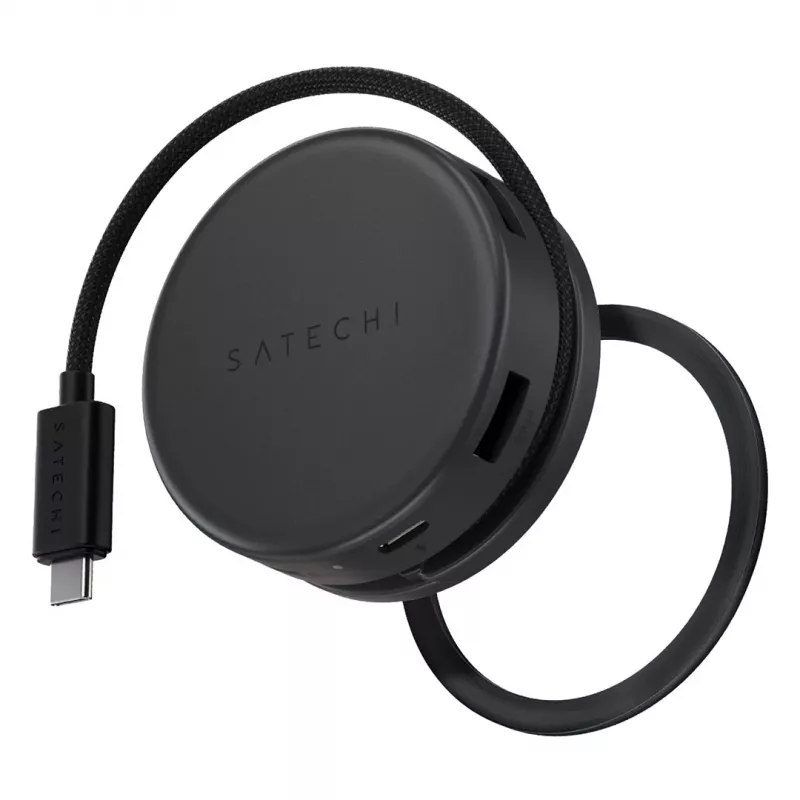 Satechi On-the-Go 7-in-1 Multiport Adapter USB-C Hub 100W PD, 2x USB-A, HDMI 4K, Ethernet, SD/MicroSD kaardilugeja - Space Gray