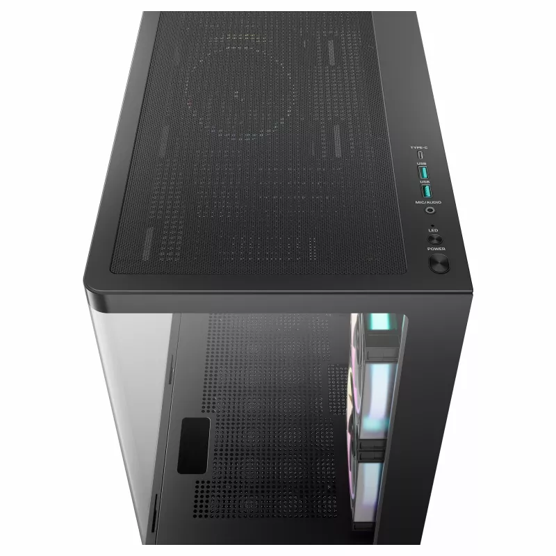 DeepCool CG380U Mid-Tower Korpus, Karastatud Klaas, 3x 120mm ARGB Ventilaatorit, Must