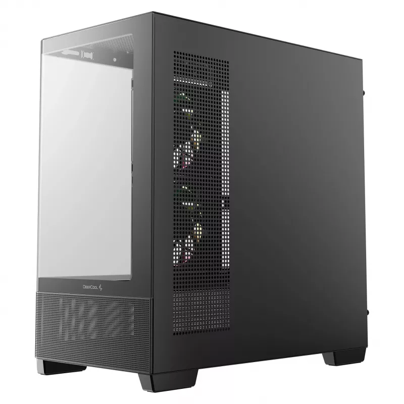 DeepCool CG380U Mid-Tower Korpus, Karastatud Klaas, 3x 120mm ARGB Ventilaatorit, Must