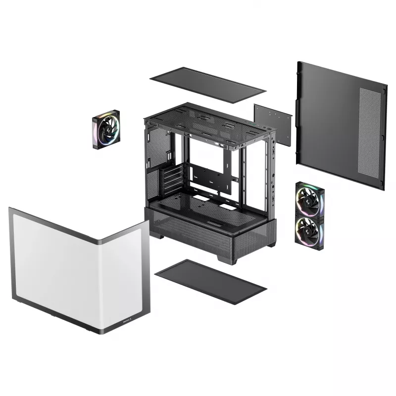 DeepCool CG380U Mid-Tower Korpus, Karastatud Klaas, 3x 120mm ARGB Ventilaatorit, Must