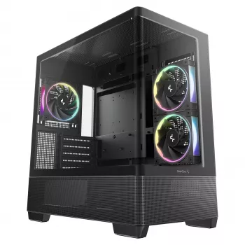 DeepCool CG380U Mid-Tower Korpus, Karastatud Klaas, 3x 120mm ARGB Ventilaatorit, Must