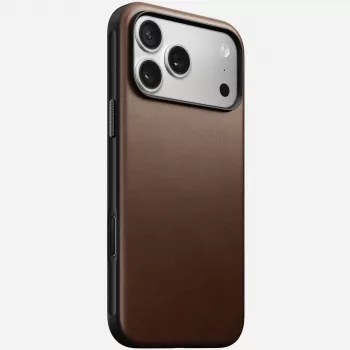 NOMAD Modern Leather Case for iPhone 17 Pro Max, Horween Leather, Rustic Brown, MagSafe Compatible