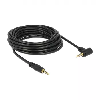 Delock 3.5 mm 4-pinise stereo-pistiku helikaabel, isane-isane, nurga all, 5 m, must