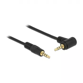 Delock 3.5 mm 4-pinise stereo-pistiku helikaabel, isane-isane, nurga all, 5 m, must
