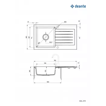 1-kraaniga graniitvalamu äravooluga DEANTE Graphite Metallic ZORBA
