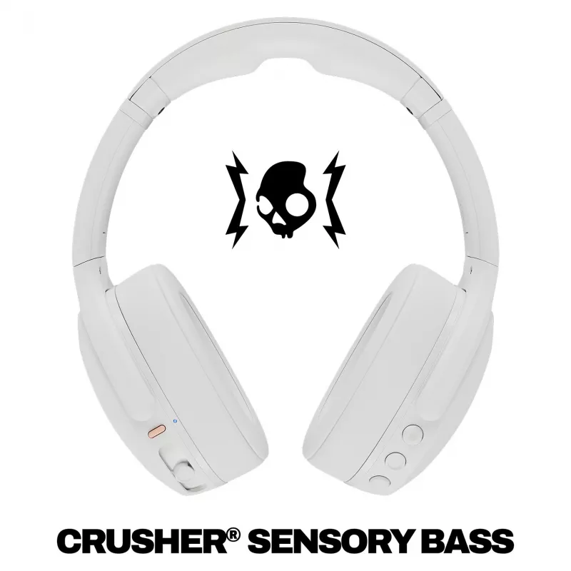 Skullcandy Crusher Evo juhtmeta üle-kõrvaklapid sensoorse bassi, Bluetooth 5.0, 40-tunnise akuga, valge