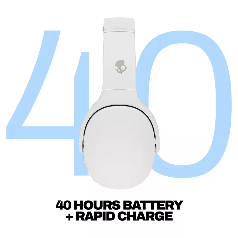 Skullcandy Crusher Evo juhtmeta üle-kõrvaklapid sensoorse bassi, Bluetooth 5.0, 40-tunnise akuga, valge