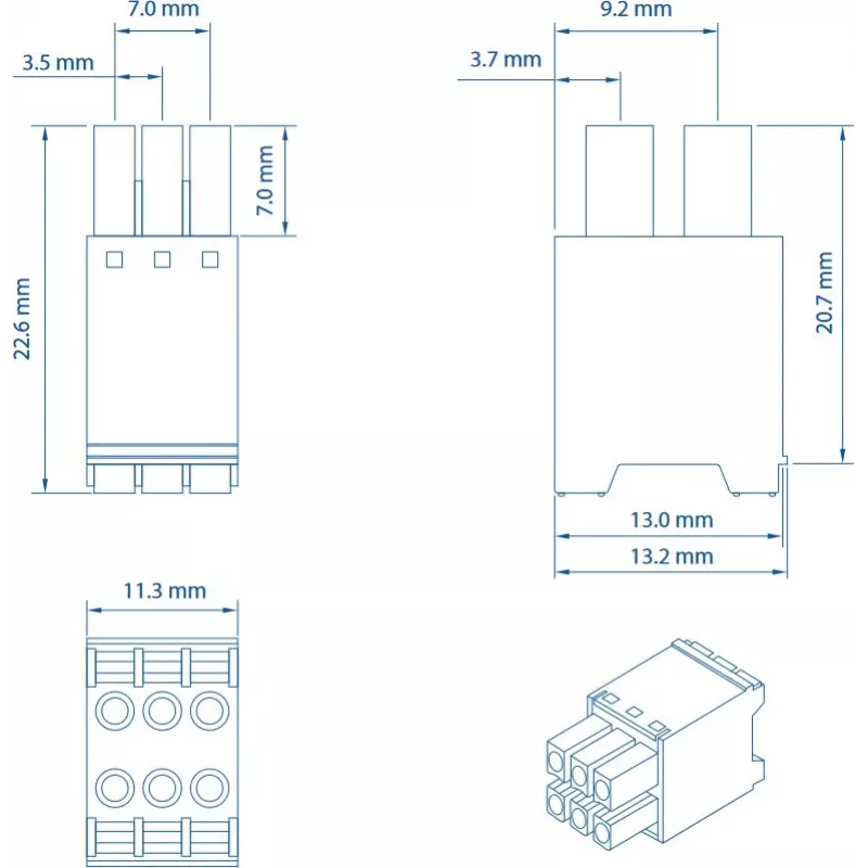 Teltonika Networks 2x3-pin toiteühendus - klemmliist, 6-pin, 10A, 300V, roheline