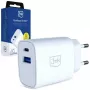 3MK FlowPower 30W USB-A USB-C PD 3.0 QC 4+ seinälaadija valge
