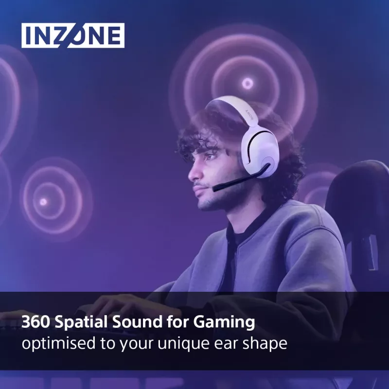 Sony INZONE H5 Wireless Gaming Headset Over-Ear with Microphone White