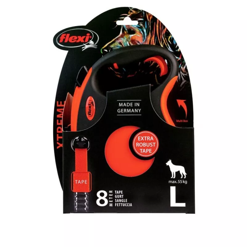 FLEXI XTREME L Sissetõmmatav Koerarihm Lint 8m - kuni 55kg Oranž