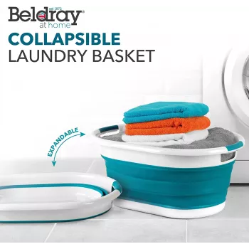 Beldray LA034816TQFEU7 Kokkupandav Pesukorv, Valge/Mint