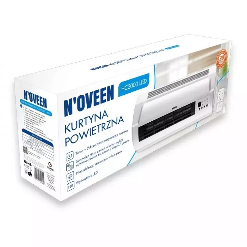 N'OVEEN HC2000 LED Õhkkardinsoojendiga 2000W Valge